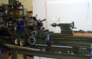 a close-up of our lathe machine
